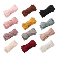 Infant Headdress Pure Color Headband for Baby Newborn Breathable Bow Turban Band