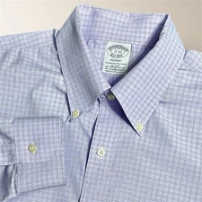 Brooks Brothers Regent Fit Purple Check Non Iron Supima Cotton Shirt Men's 17 XL