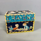Vintage J Chein & Co Crayon Tin Box 1970s Made In USA Retro School Storage Stash