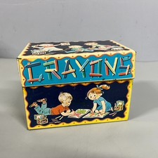 Vintage J Chein & Co Crayon Tin Box 1970s Made In USA Retro School Storage Stash