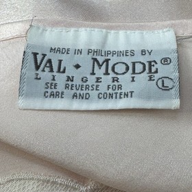 VTG Val Mode Womens Large Satin & Lace Flowers Slip Dress Lingerie **FLAW