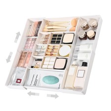 Expandable Drawer Organizer, Width 10.6"-20.1" Depth 11"-20.1" , Plastic M...
