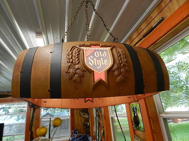 Vintage Heileman's Old Style Beer Pure Genuine Hanging Barrel