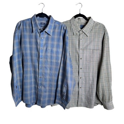 Arrow Plaid Long Sleeve Button Down Casual Shirts Bundle 2XL