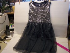 Wonder Nation Dark Gray Sleeveless Scattered Sequin Dress Girl's M 7-8