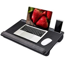 Extra Large PU Lap Desk for 17.3 Laptops - Phone Holder Wrist Rest