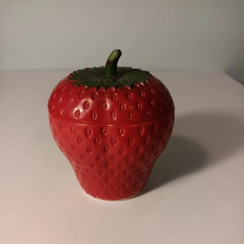 Vintage Hazel Atlas Strawberry Jar Jam Sugar Cottage Core Farmhouse Milk Glass