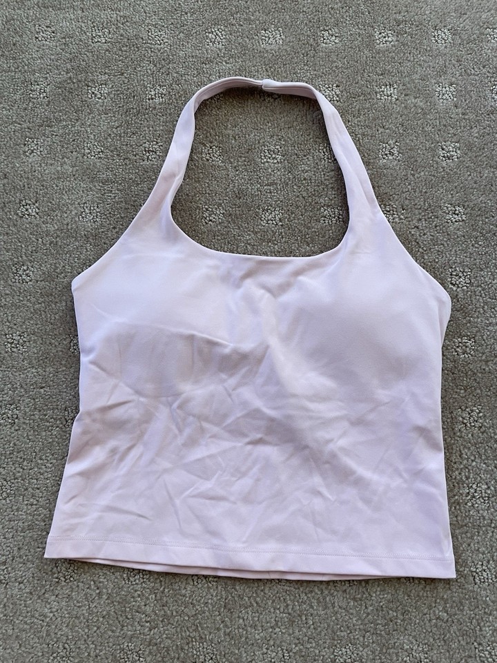 MUSCLE REPUBLIC Luxe Hally Top Marshmallow Pink Halterneck Exercise Gym