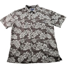 Jack O'Neill Hawaiian Shirt Mens XL Dark Brown Leaf Print Short Sleeve Button-Up