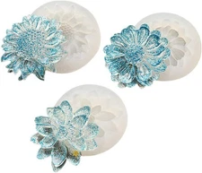 New Healifty 3pcs Silicone Molds Resin 3D Lotus Flowers Casting Molds Crystal