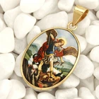 14k Real Yellow GOLD St Saint Michael Archangel San Miguel Italian Pendant Medal