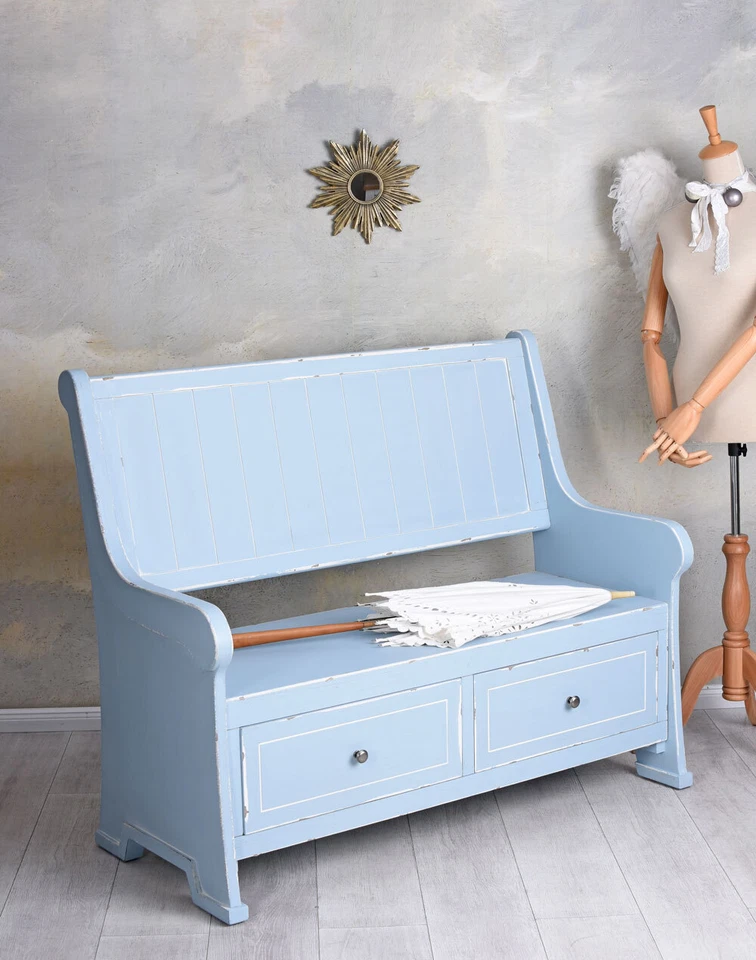 Holzbank Landhausstil Sitzbank Schubladen Küchenbank Truhenbank XXl Friesenbank - Bild 3 von 4