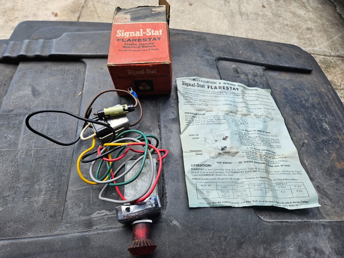 シボレー　インパラ　ハザードスイッチ　ビンテージ　FLARESTAT 105 nos Signal Stat Flarestat 105 6 Volt Hazzard 4 way Flasher