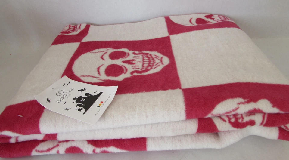 Manta Docofil Reversible Halloween Rosa Cuadros Calaveras 51" x 67" Foto 3 de 4