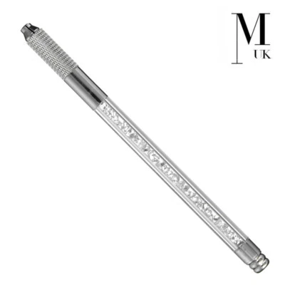 MICROBLADE UK Microblade Needle Holder - SPMU Tool - Manual Microblading Pen - Crystal Silver