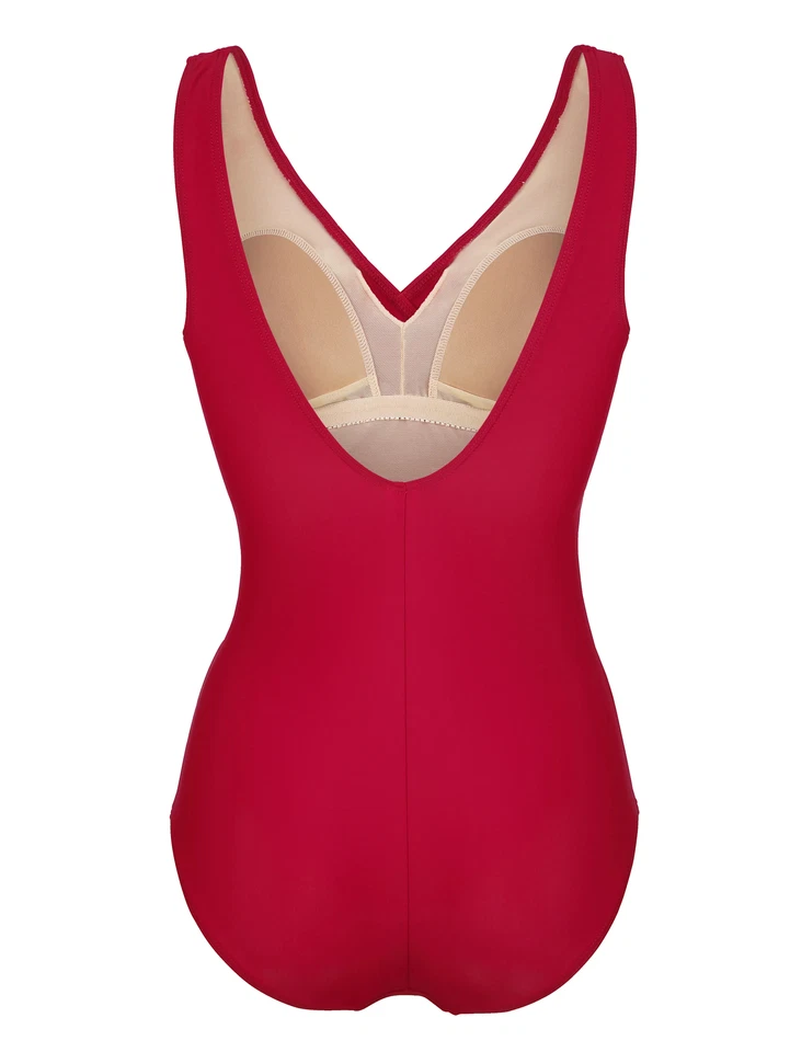 MARITIM Bademode Damen Badeanzug Wickeloptik Rot ohne Bügel Größe 58B - Bild 3 von 4