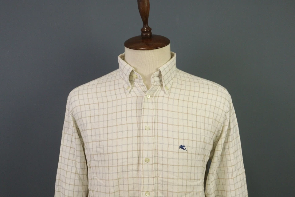 Camisa Etro Milano Beige Cuadros Manga Larga Abotonada 42 Foto 2 de 4