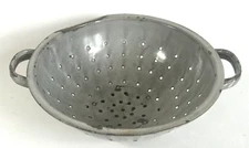 Vintage Rustic 10" Footed Enamelware Colander Strainer Farmhouse