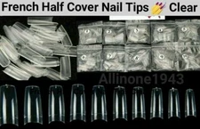 100/500pc French Half Cover Artificial False Fake Nail Tips Medium French-Jargod