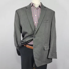 Andrew Fezza Men's Sport Coat Blazer Two Button Gray Herringbone Poly Rayon 48R