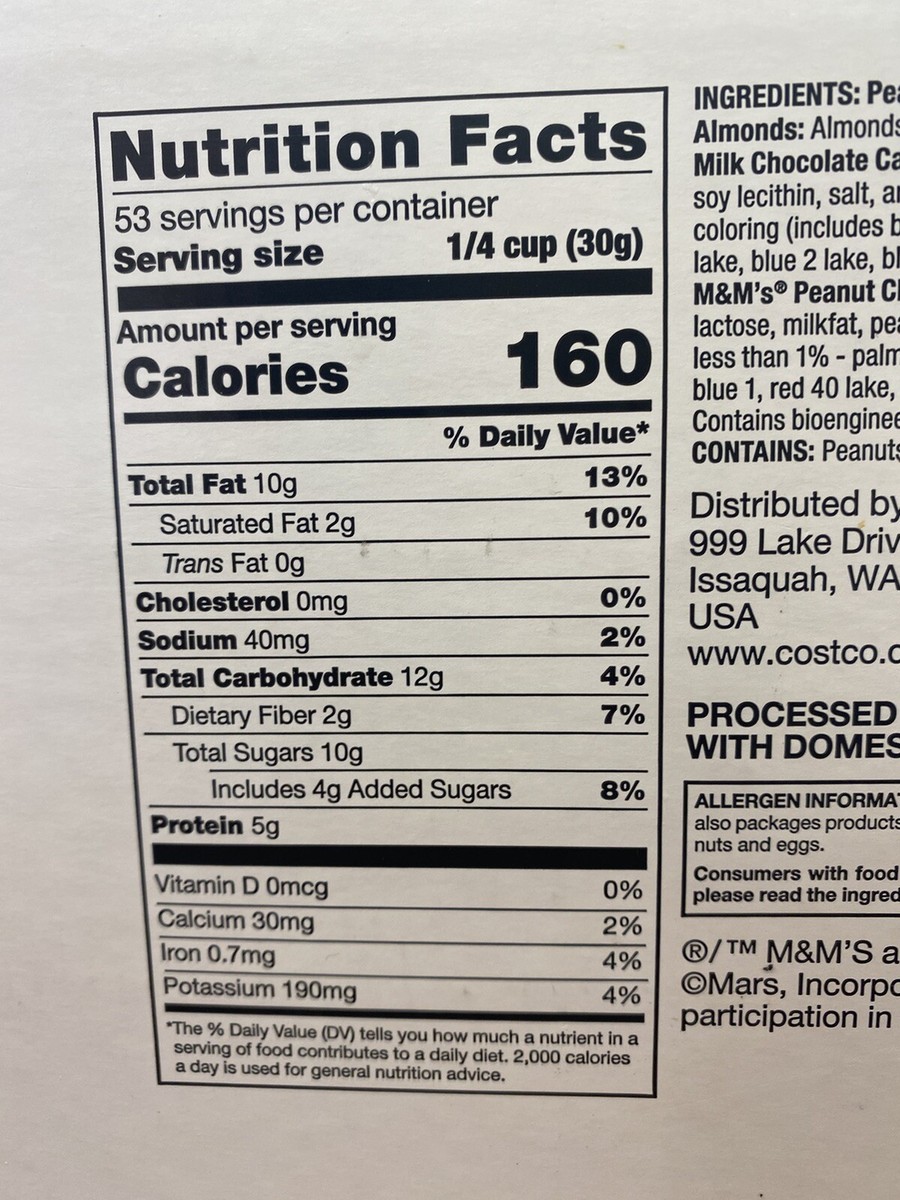 Kirkland Trail Mix Nutrition