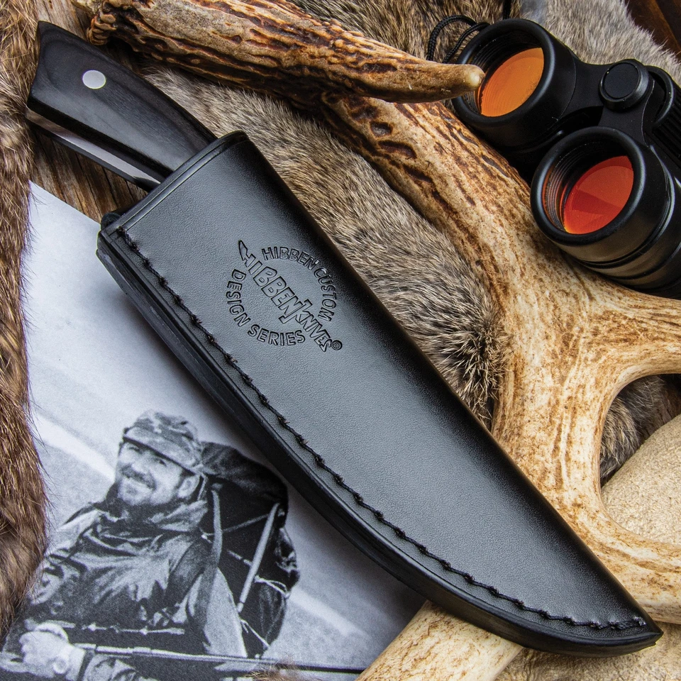 Cuchillo desollador de caza Hibben Legacy pequeño premium con funda de cuero GH5105 Foto 4 de 4