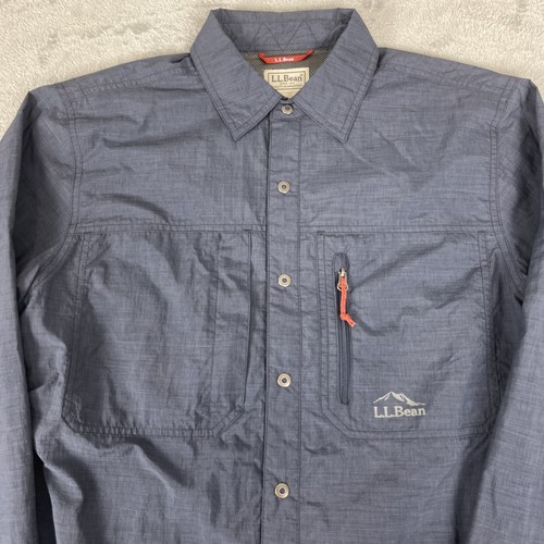 LL Bean Camisa Chaqueta Para Hombres Pequeña A Presión Botón Cortavientos Forrada Ligera Usada en Excelente Condición - Imagen 2 de 8