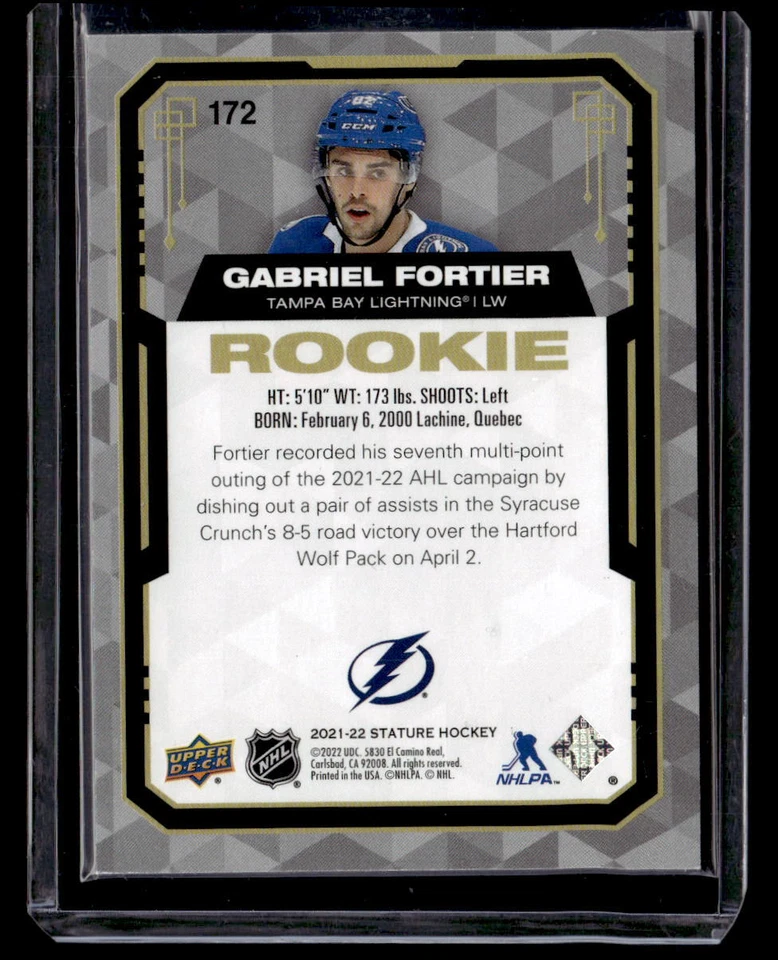 2021 UD Stature #172 Gabriel Fortier Nm/M - Image 2 of 2