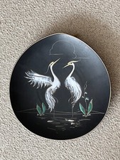 Ruscha Wandteller mit Reihern, handbemalt ,signiert !!!