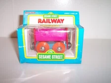 Tootsie Toy Sesame Street Wooden Train Pink Tipping Wagon Car Fits BRIO Thomas