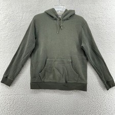 Old Navy M Olive Green Waffle Knit Hooded Long Sleeve Sweatshirt Fleece Lined