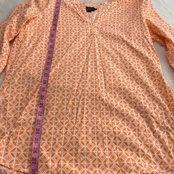 Pendleton geometric orange cotton split neck blou… - image 8