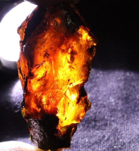 Exquisite Natural Dominican Clear Orange Blue Amber Rough Specimen 50mm 17.8g - Picture 4 of 7