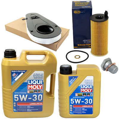 Motoröl Filter Set 5W-30 6 Liter + Ölablassschraube für BMW 5er 518d 520d 525d