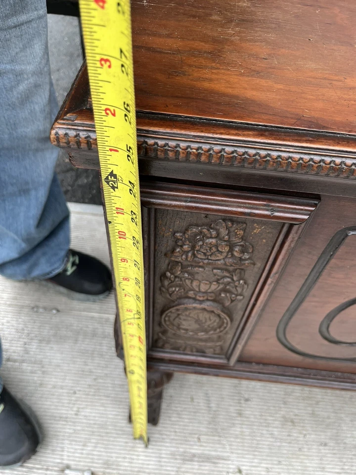 古董 Ed Roos 雪松手工雕刻胡桃木? 胸部希望储物柜 1900 年代复古木材 — 第 3/4 张图片