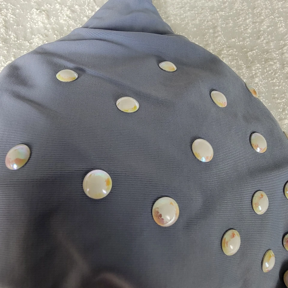 GB Gianni Bini Swim Top Blue Metalic Pearl Applique Triangle Padded Size SMALL - Image 3 of 4