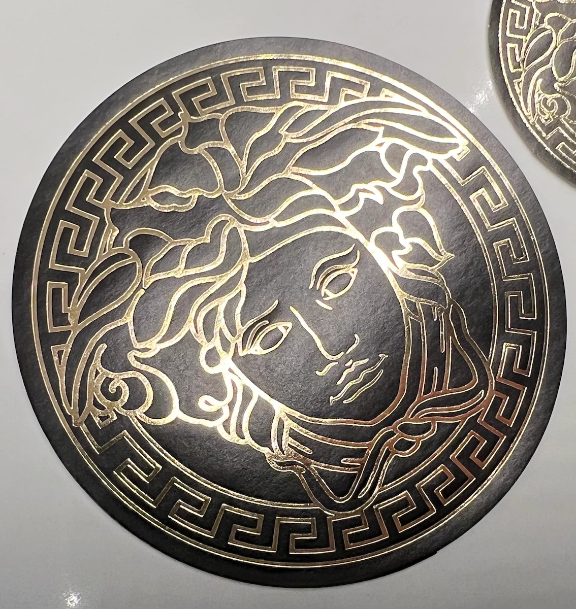 Versace 3.5 Large Medusa Head Black Round Sticker Stamp Designer