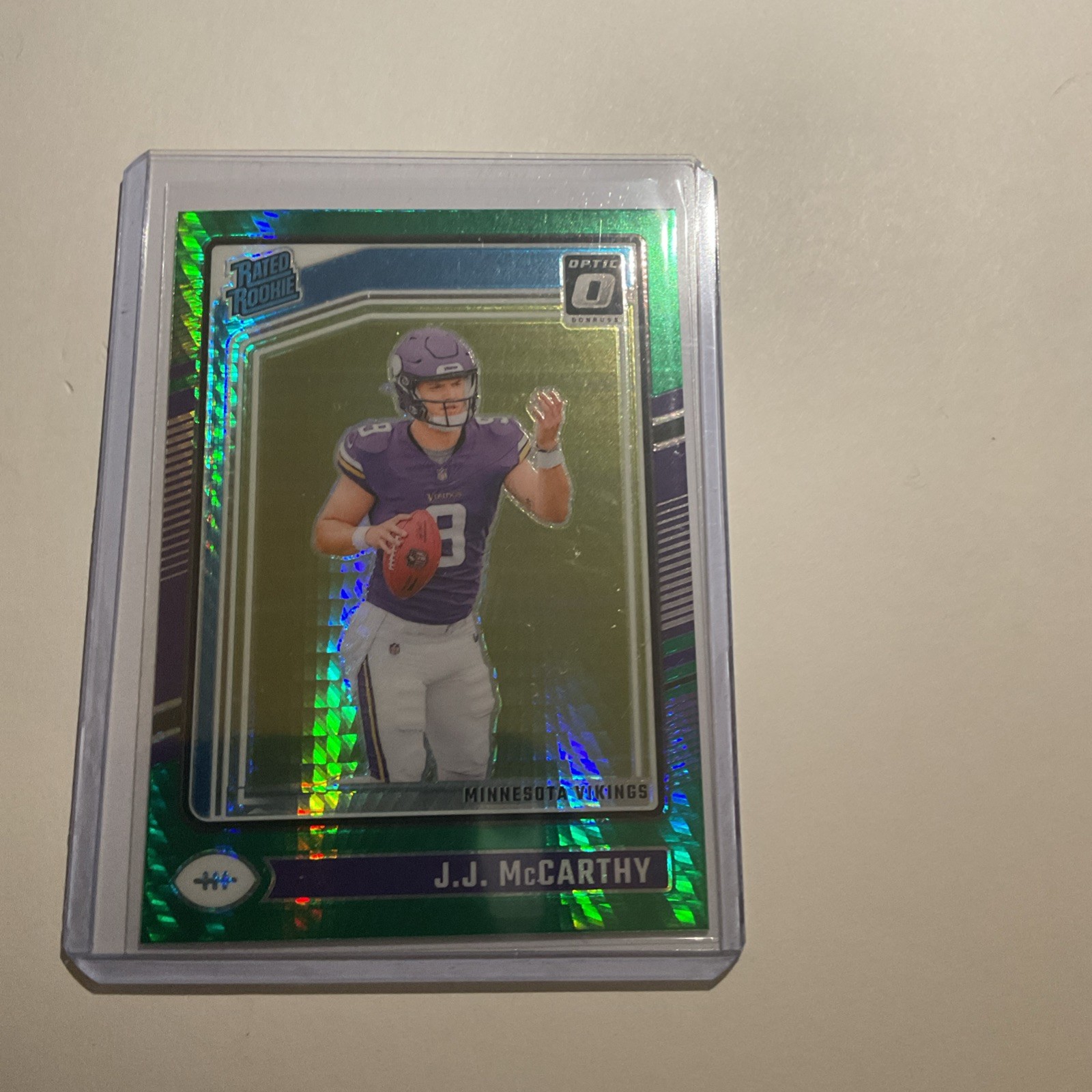 2024 Panini Donruss Optic - Rated Rookie J.J. McCarthy #235 Green Hyper Prizm...