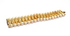 Vintage Gold Tone Pearl Bracelet Wide Costume Jewelry