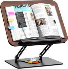 Book Stand for Reading,Adjustable Book Holder with 360  Rotating Base,Foldable B