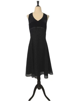 JESSICA HOWARD Black Velvet DRESS 8 Polka Dot Empire Babydoll Party Y2K Vintage - Image 1 of 4