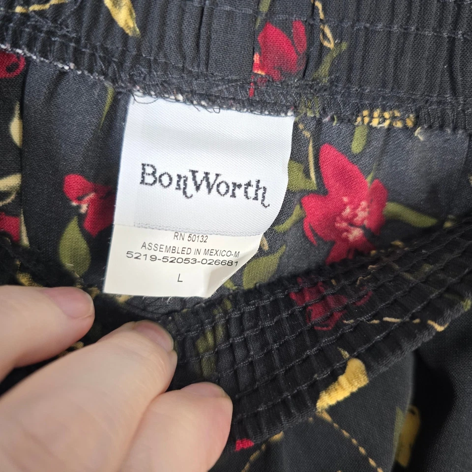 Maxi falda vintage Bon Worth negra floral talla L bolsillos elásticos en la cintura para mujer Foto 4 de 4