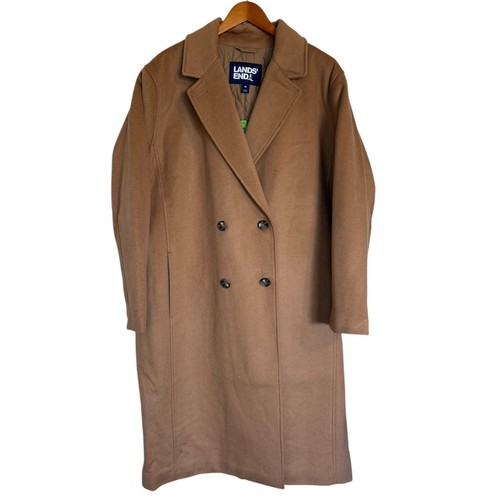 NWT Lands End Trench Coat 18 Women Tan Wool Cashmere Blend Winter Lined Office