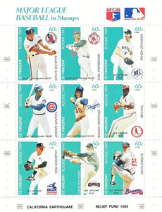 1989 St. Vincent MLB Baseball in Stamps Rookie Years CA Earthquake Version MINT