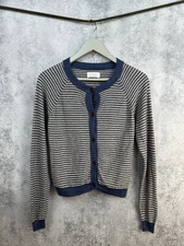 RRP $330 TOAST Linen/Merino Wool Striped Cardigan Sweater Women's Size Small