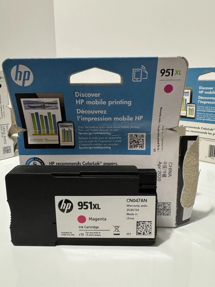 3x Tinta de impresora HP 950XL 951XL. Caja abierta Black Noir Magenta exp agosto 2019 abr 2020 Foto 4 de 4