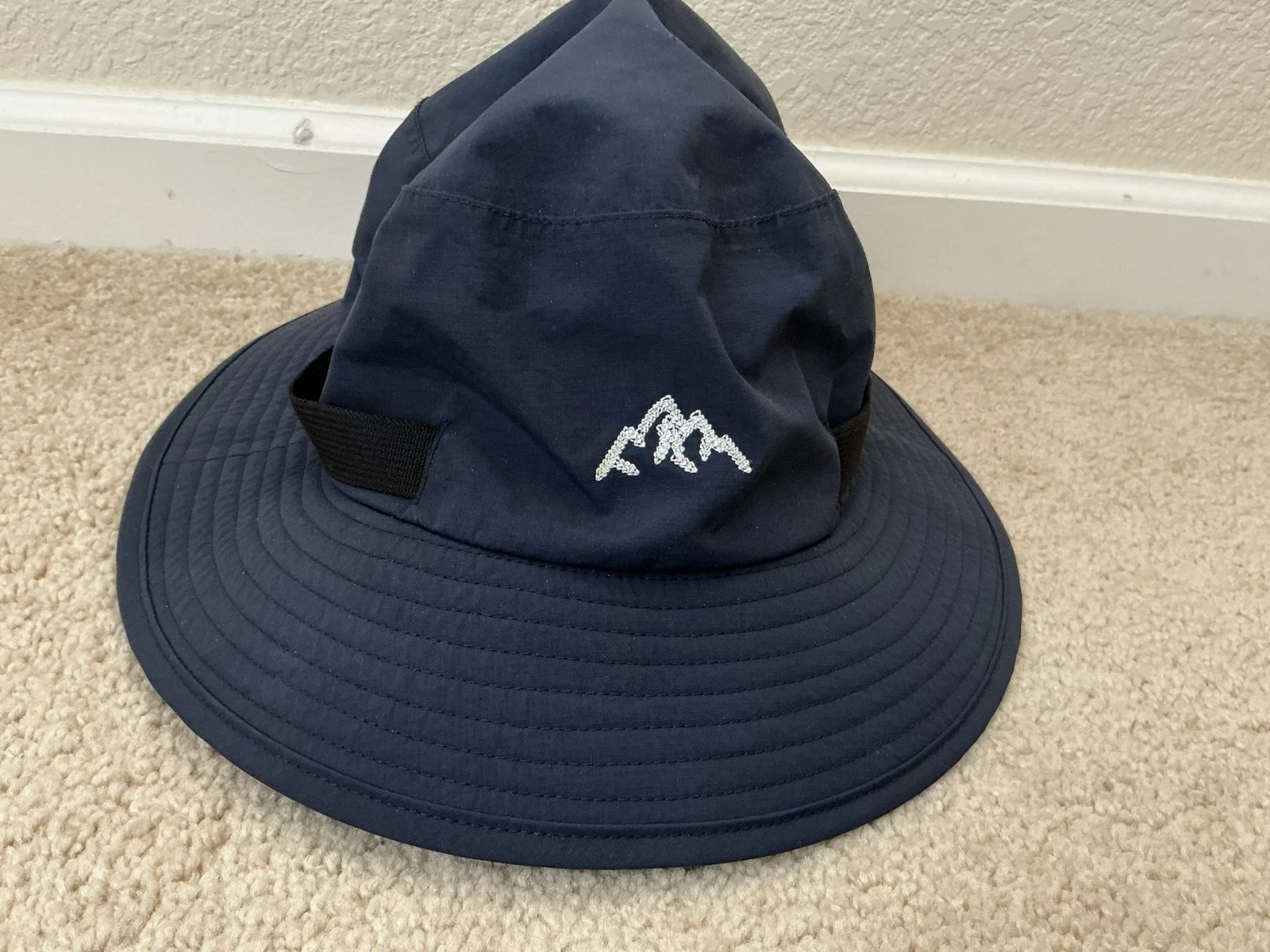 Outdoor Bucket Hat Size L Fishing Vented Navy Blue Drawstring Water Resistant
