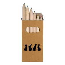 6 x 'Four Bunnies Silhouette' Short Colour Pencils PE00078370