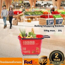 Trolley Rolling Shopping Baskets 6 pcs Plastic 35L with Handles Shopping Carts