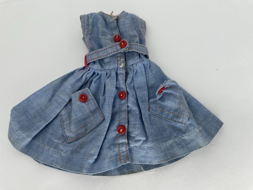 Vintage Ideal Me & My Tammy Puppenmode Kleidung lila ein Outfit nur Jeanskleid - Bild 8 von 8